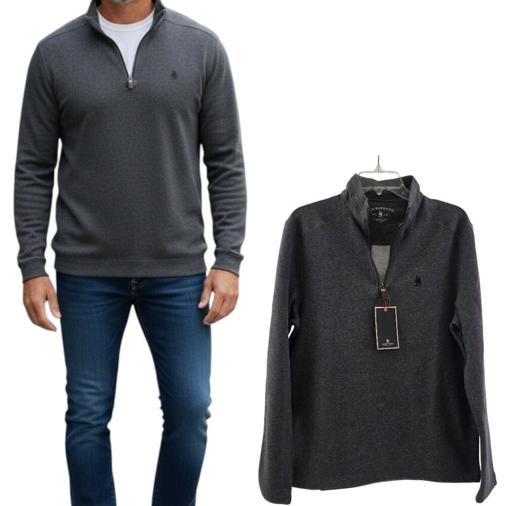 G. H. Bass & Co. Men’s ¼ Zip Long Sleeve Fleece Lined Pullover – Size Small NWT